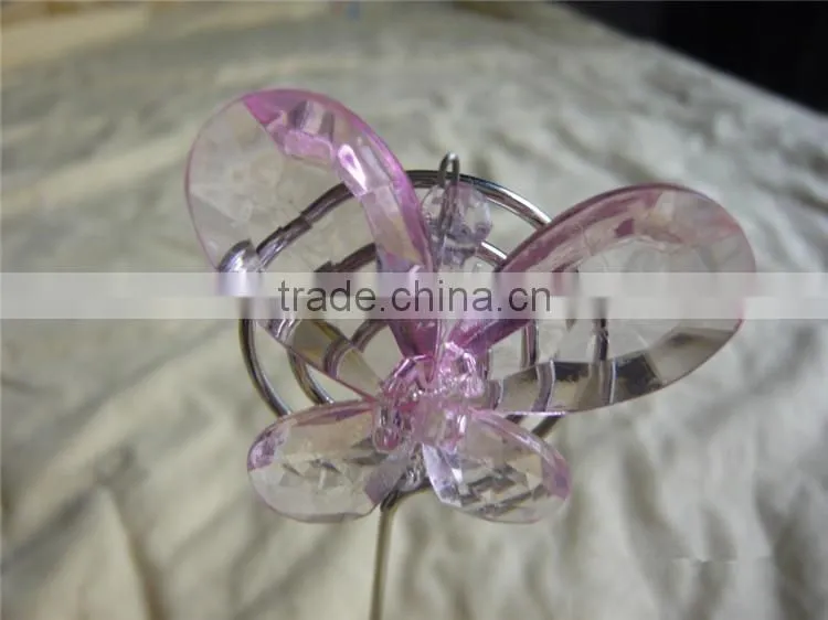 Pink (White) Crystal Butterfly Place Card Holders