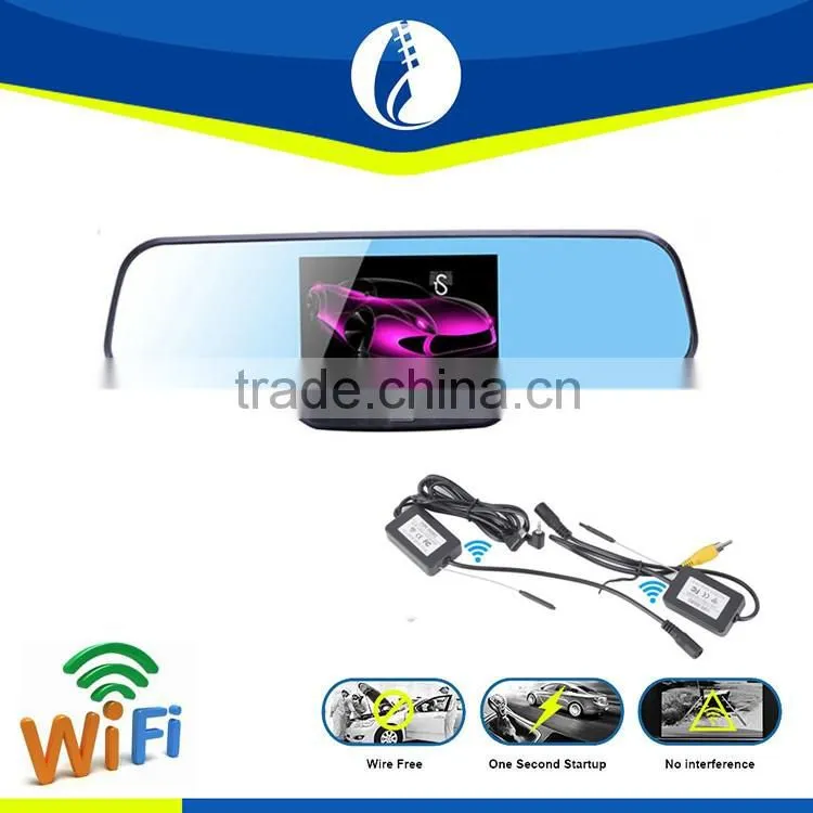 3 in 1 4.3 inch LCD Screen Car Rear View Backup Mirror Monitor + car dvr recorder + wifi Wireless Reverse IR parking Camera Kit