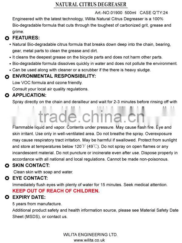 Bike Chain Bio Natural Citrus Degreaser