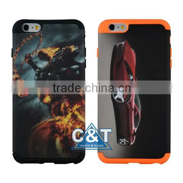 C&T 2in1 Hybrid High Impact Hard motorcycle Pattern + Black Silicone Case Cover for Apple iPhone 6