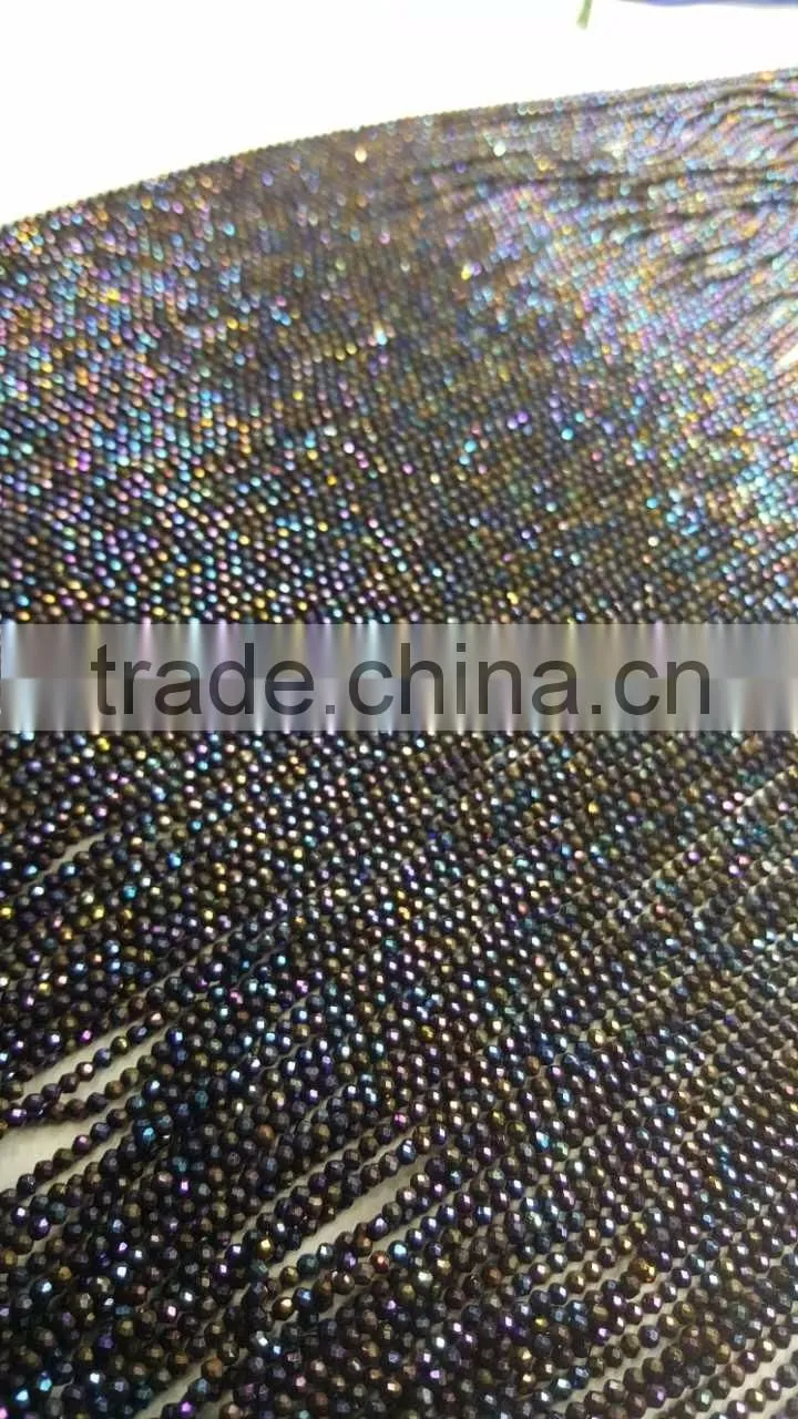 #NM Top Quality Diamond Cut Faceted Blue Coated Black Spinel Beads