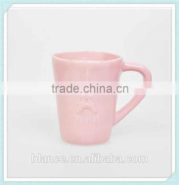 custom 400ml Eiffel Tower mug with pure color in different design