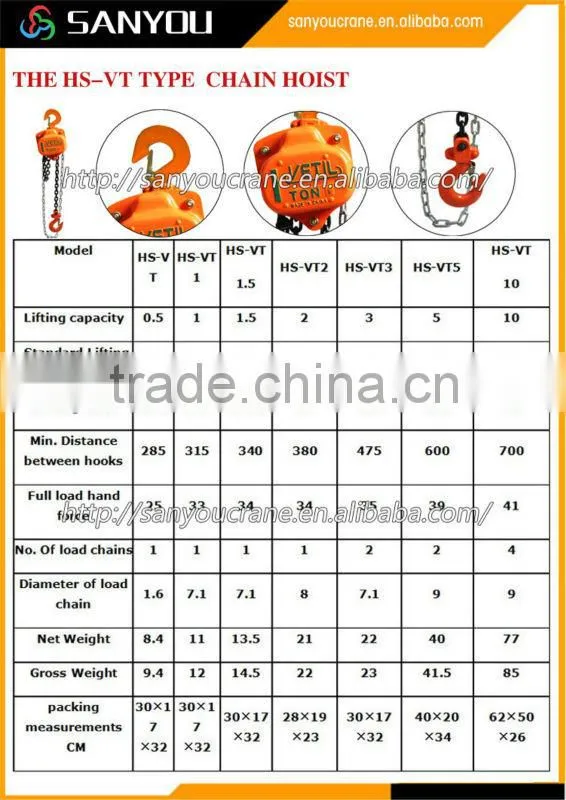 Chain Block building construction tools VT type 5T/6M building construction tools Manual
