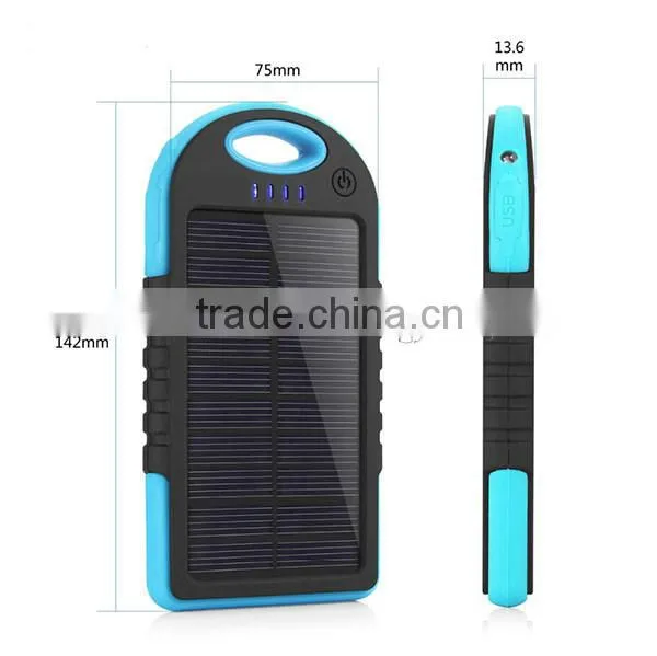 3000mAh Dual USB Portable Waterproof Solor Charger Power Bank for iPhone for Android Smartphone for iPad