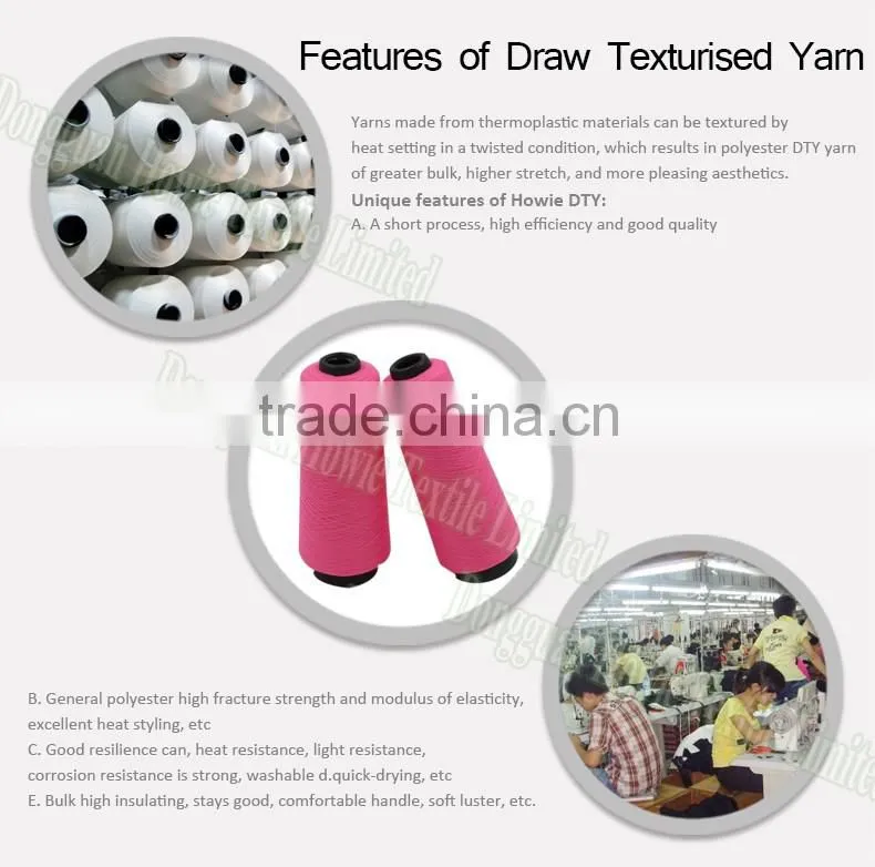 DTY filament 100% polyester yarn for knitting