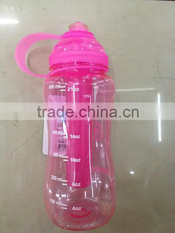 Insulated plastic ice cup with curve straw, drinking juice ice cup