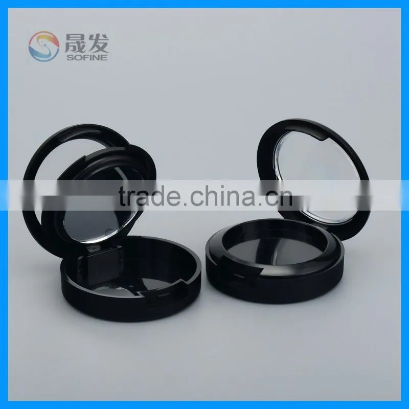 Cosmetics compact powder case with window
