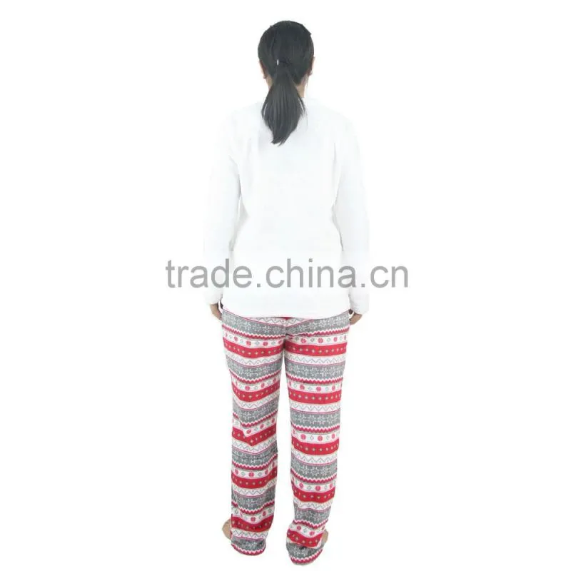 Kevince flannel pyjama set shape stripe print knitted woman clothing nightwear homewear sleepwear MOQ 1000sets