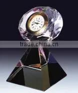 Unique design iceberg shape crystal clock,glass clock with black base