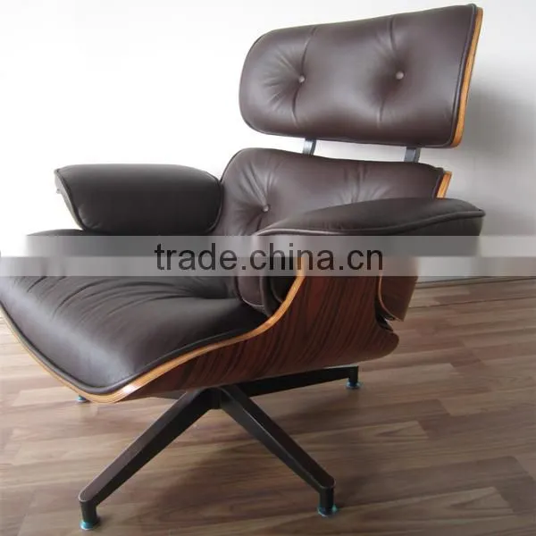 CAL 117 Fireproof Standard Top Grade Brown Leather Recliner Chair with Rosewood