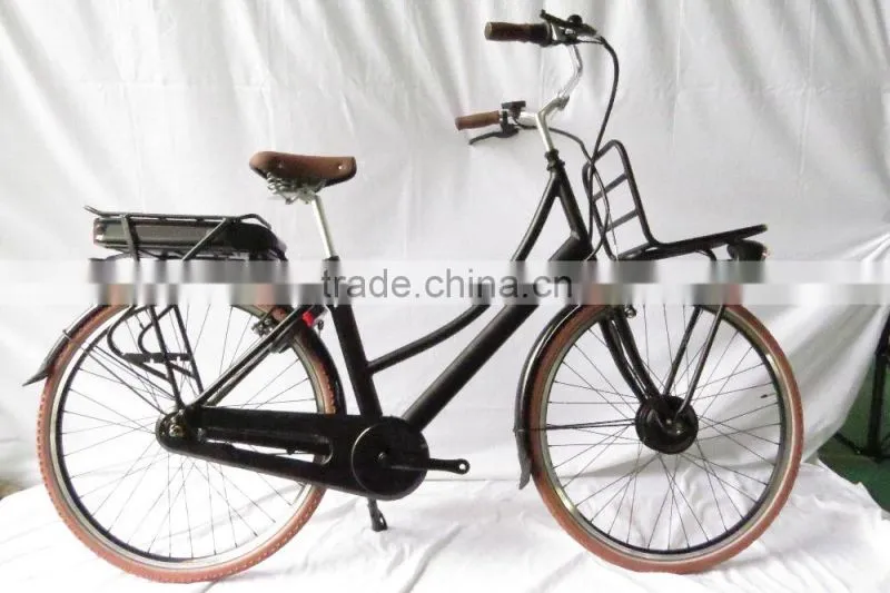 Retro cargo electric bike with front and rear carrier ( HJ-14C24)