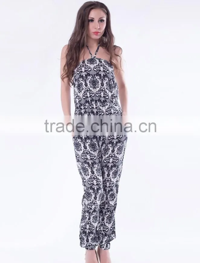 High Quality 2014 New Fashion Bandeau Overall Beautiful Pattern Jumpsuit