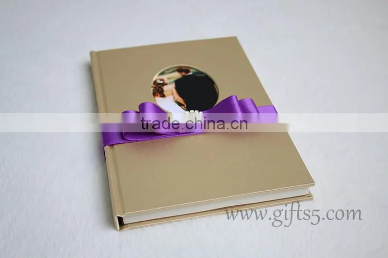 Gold Wedding Guest Book with photo frame