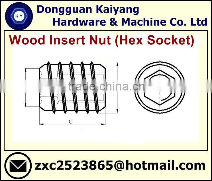 Insert Nut/ Wood Insert Nut / Hex Socket (Furniture Fastener); M6, M8, M10