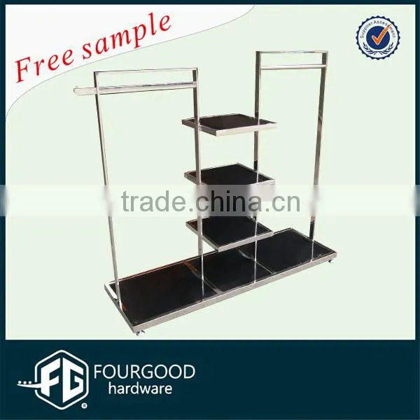 Stainless steel clothing display rack for shop fitting