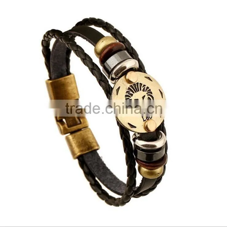 stainless steel leather wrap bracelet