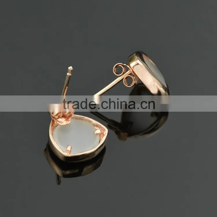 Latest design fashion 18 Karat gold plated cat's eye stud earrings