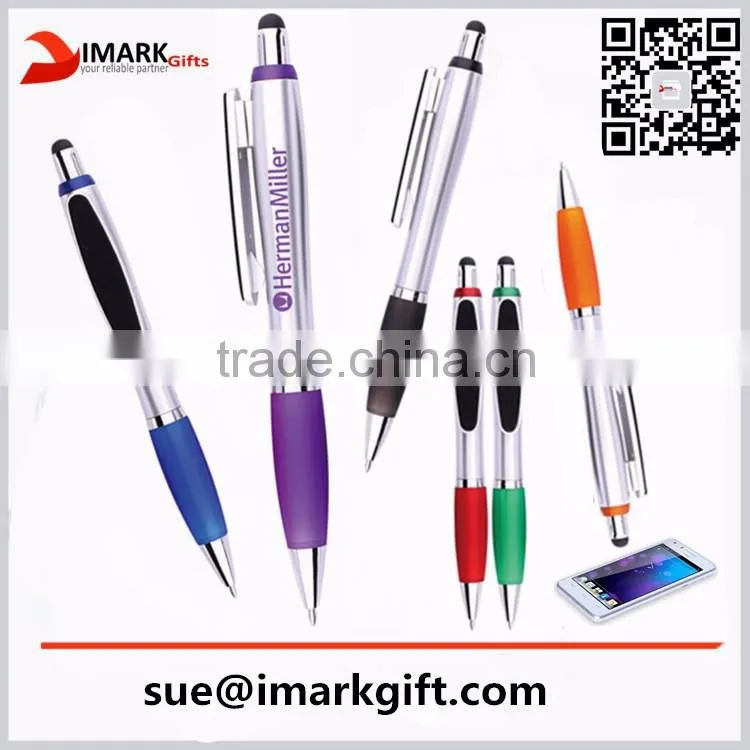 Multi Function Ball Pen With Screen Cleaner Stylus Touch Plastic Pen