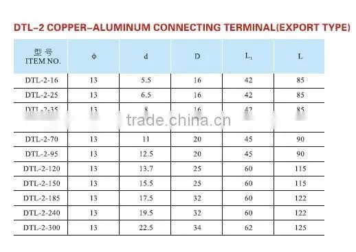 DTL-2 Bimetal copper-aluminium Cable Connector