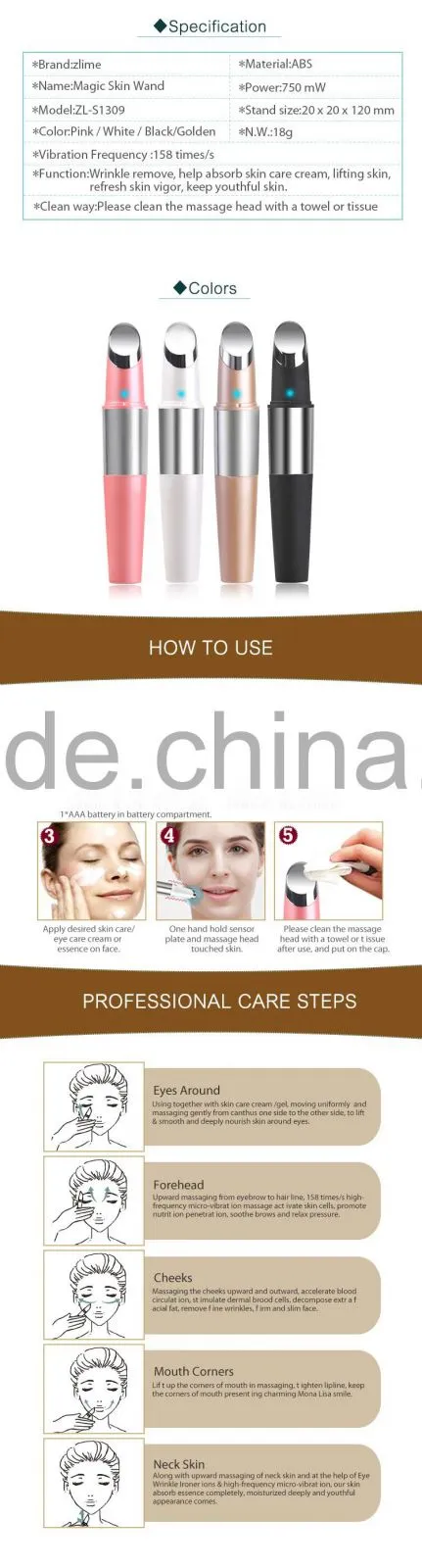 Portable High Frequency Skin Tightening vibrating facial massager