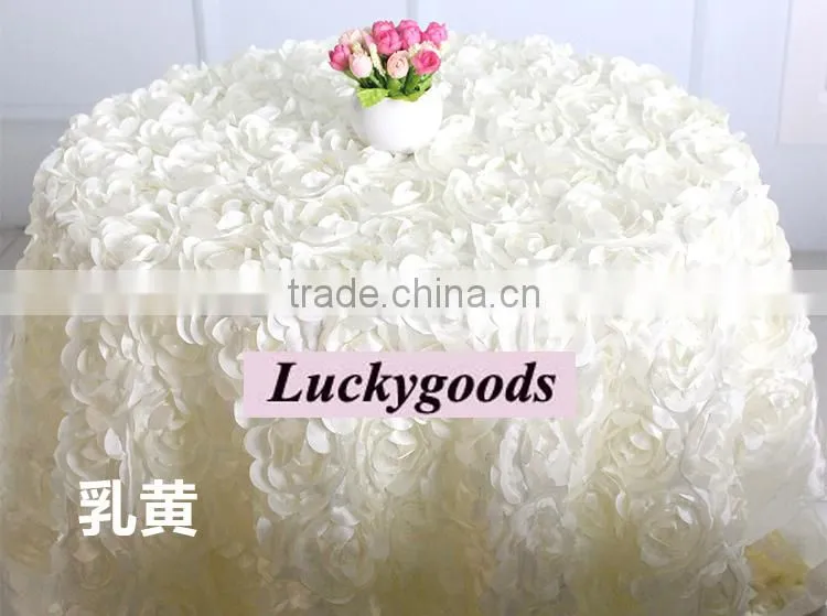 LZB015 120inch popular selling red rosette table cloth wholesale