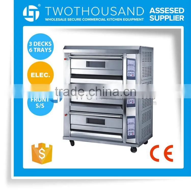 Electric Oven for Pizza - 3 Decks 6 Trays, Front S/S, CE, Pan 40*60 cm, TT-O39E