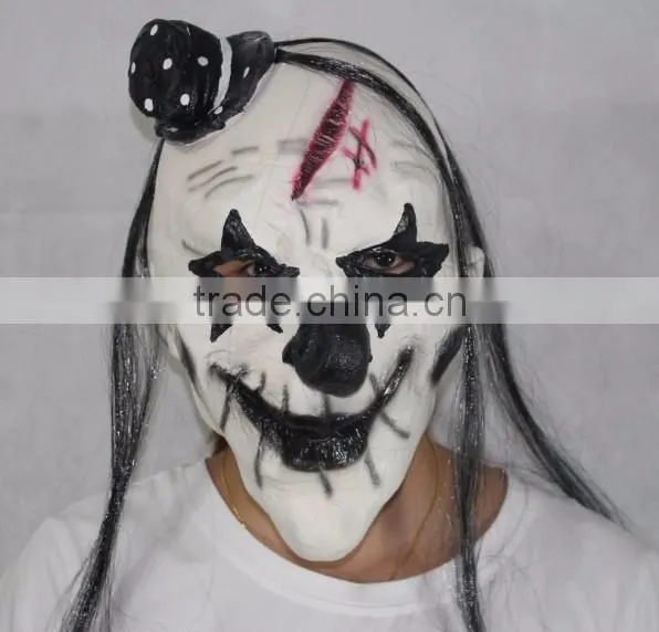 New Hallween Party Latex Mask Clown Mask Horror Black Nose with Hat