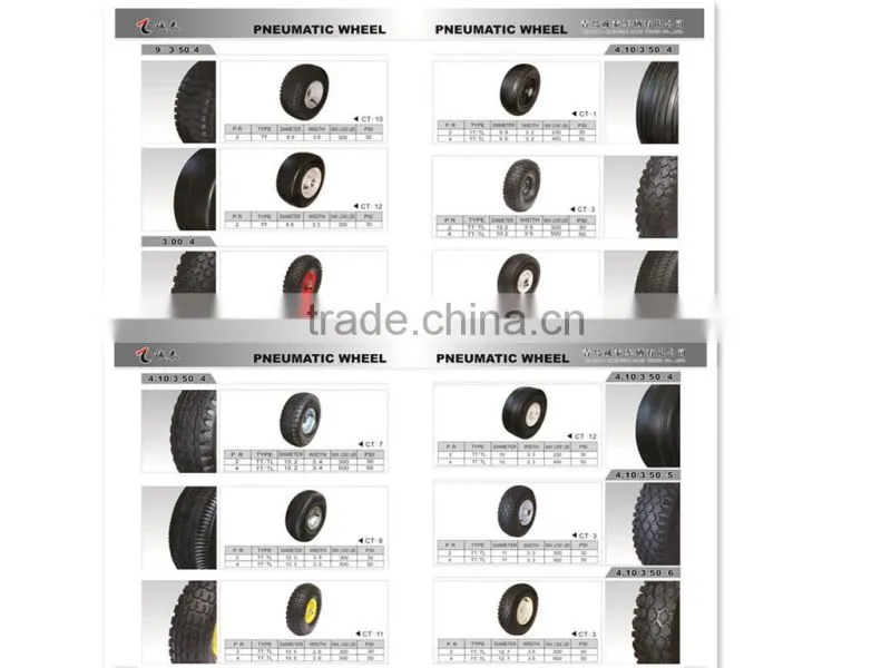 4.10/3.50-4 pneumatic tubeless handtruck wheel lawnmower wheel