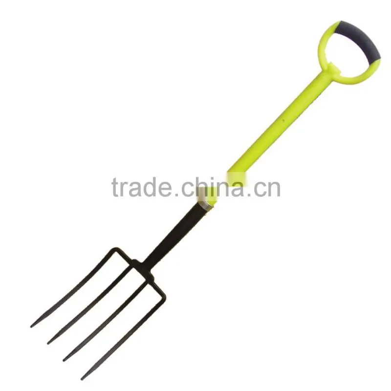 4 prongs spring garden digging fork with fiberglass handle