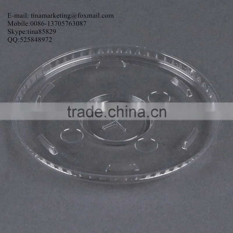 Custom Disposable Clear Plastic Cold Drink Cup Lid with Straw Slot for 16,20 and 24oz Cup