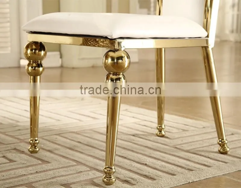 hot sale white PU golden stainless steel wedding chair