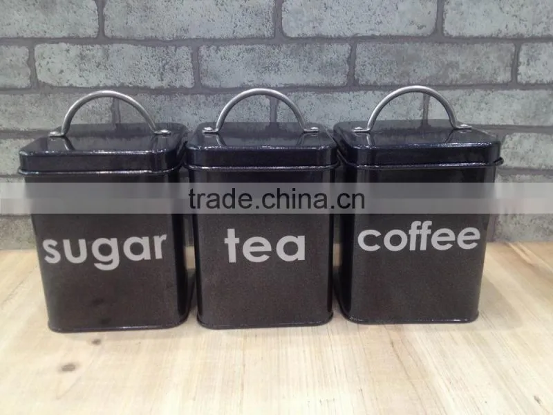 Square Kitchen Metal Sealed Coffee Tea Sugar Tin Canister