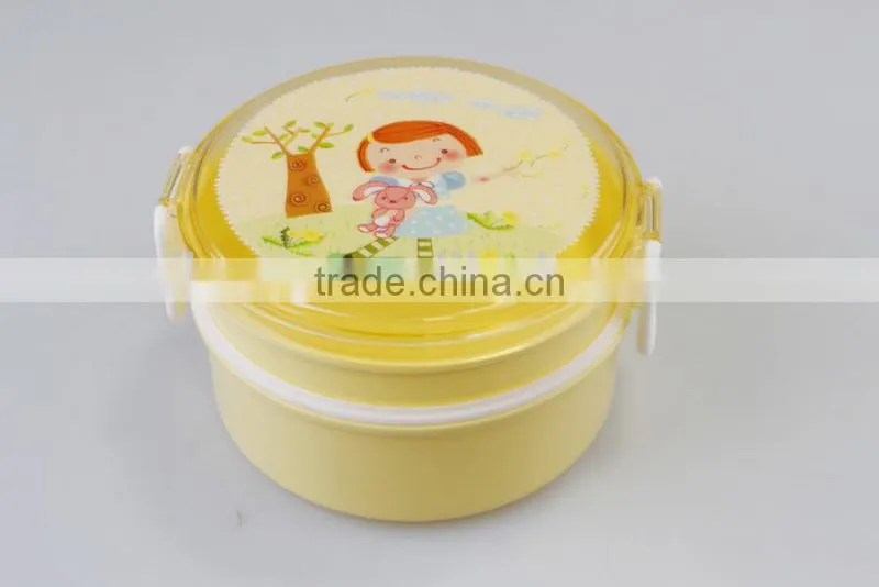 Round Double Layer Plastic Korean Lunch Box