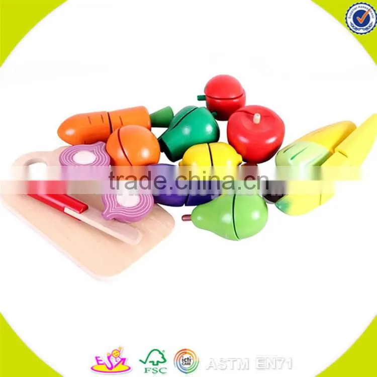 Wholesale hot sale wooden fruit cutting toy high quality kids wooden fruit cutting toy W10B059