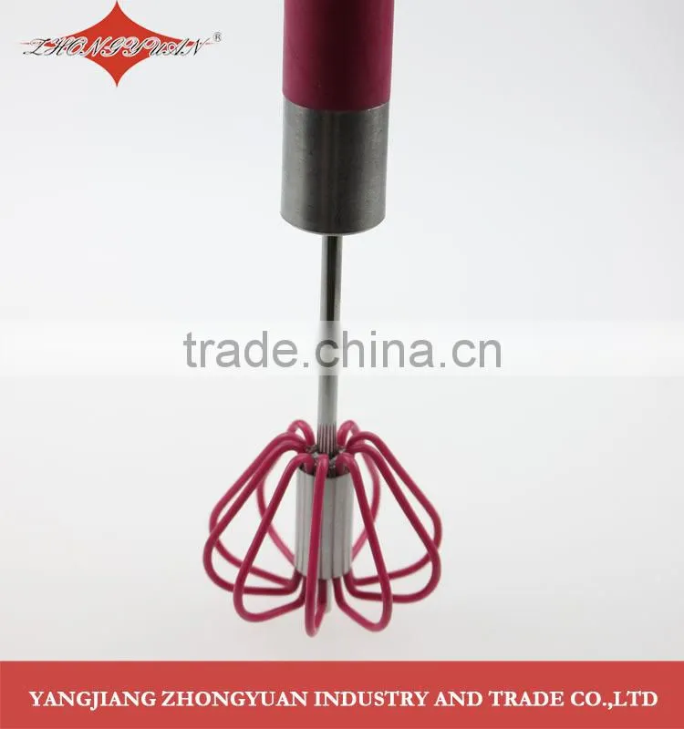 stainless steel handle slicone rotary egg beater
