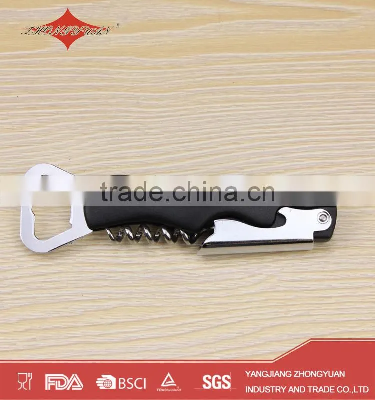 Plastic corkscrew beer wine opener with 4 in 1