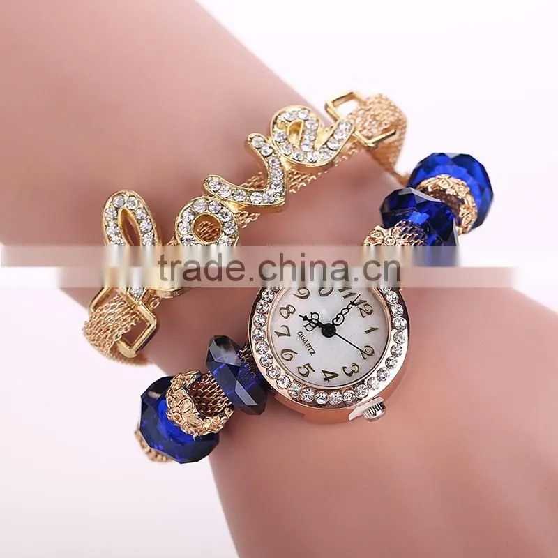 2017 luxury charming watch Fashion Girl pearl bracelet love ladies watch