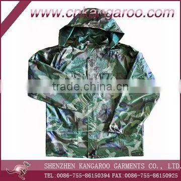 BLUE /Yellow / black 190T nylon with PVC coating rainsuits