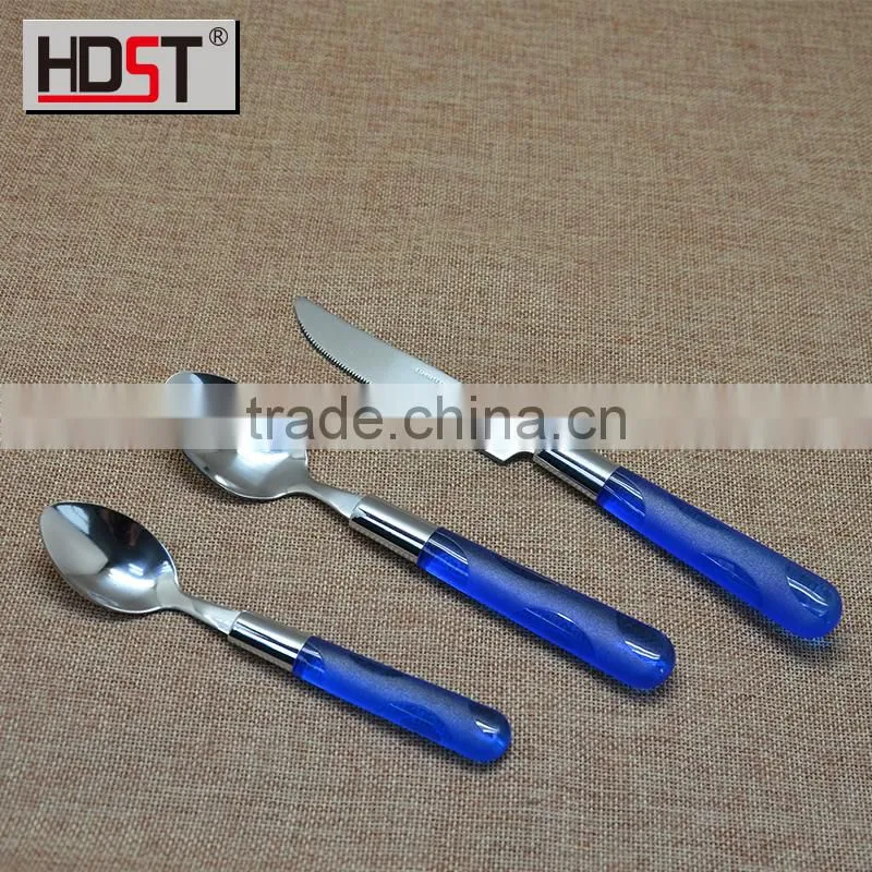 trendy handle stainless steel vintage cutlery; camping Spoon fork knife;embossing handle flatware