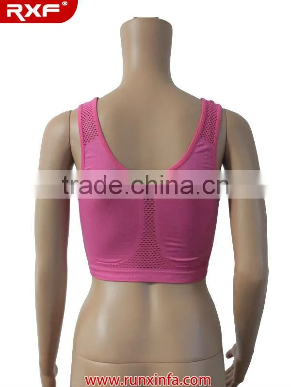 Ladies plain color seamless sport bra / sports bra with breathable mesh hole