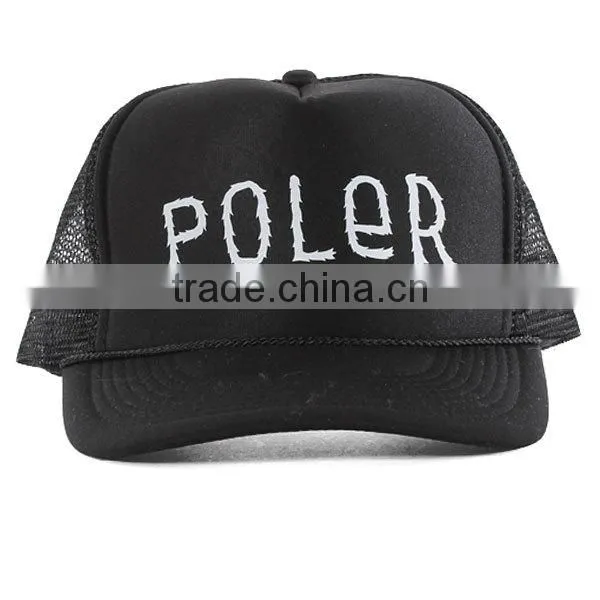 Black snapback mesh cap/custom 5 panel snapback screen printed trucker hats