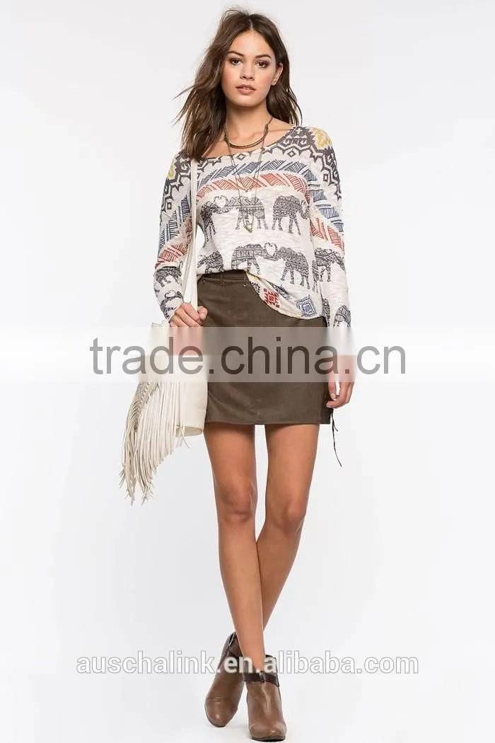 ladies elephant parade long sleeve fashion t shirt low price