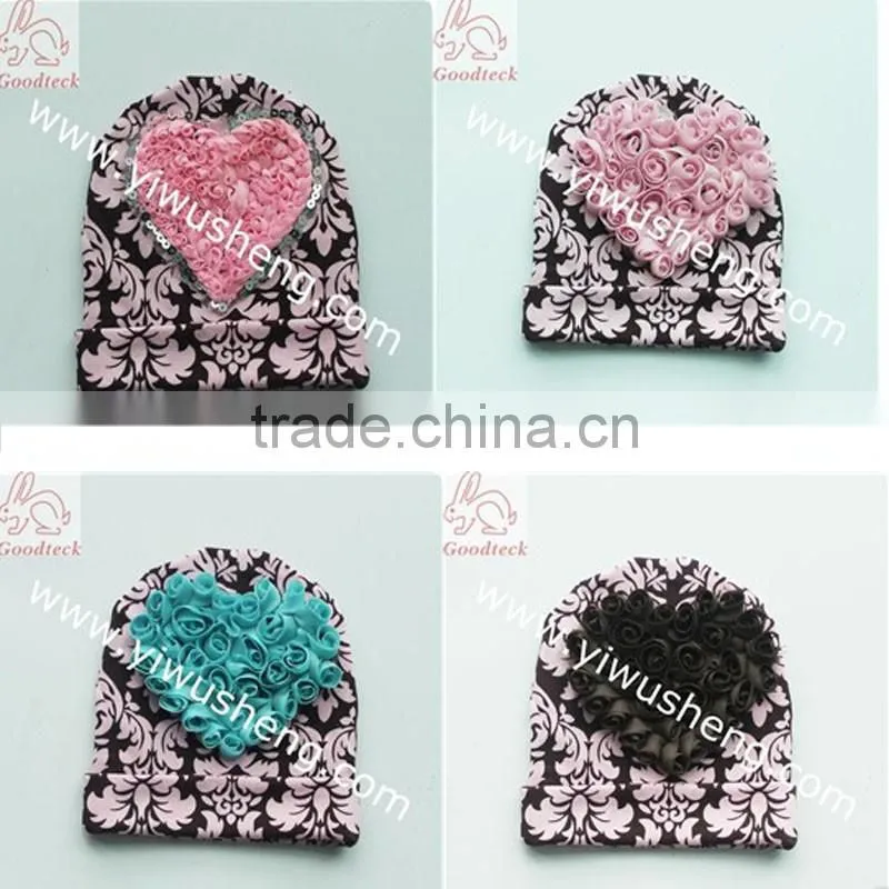 Wholesale hot sale Cotton baby print hat,cotton print hat with heart-shaped