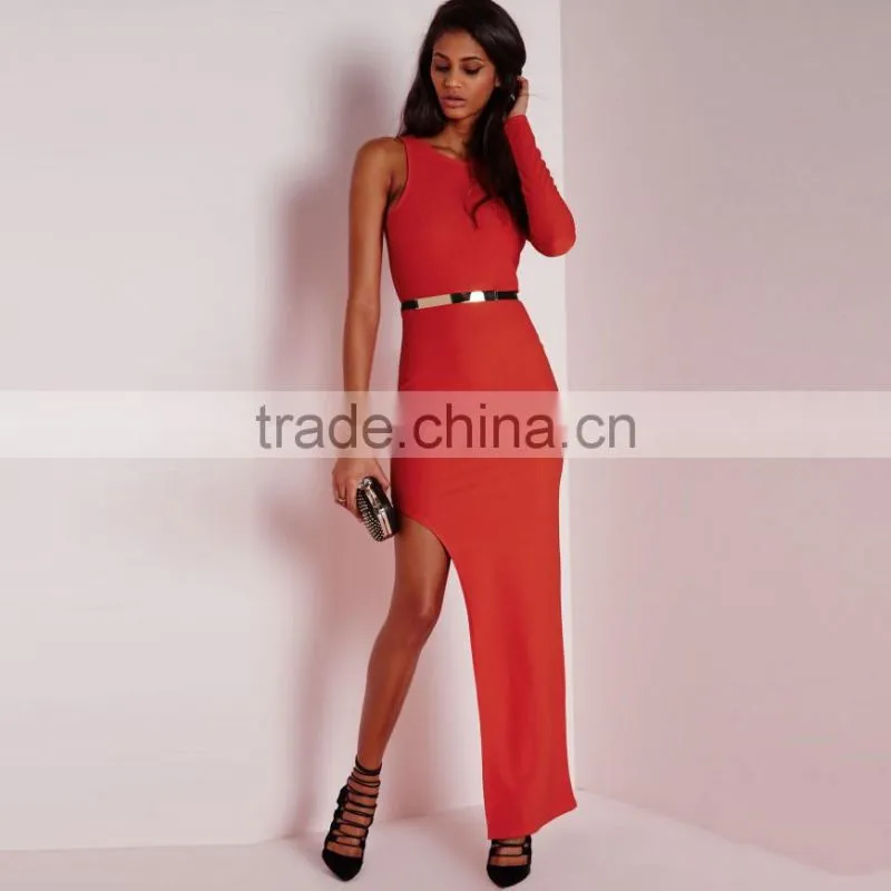 2016 evening party long red plain frog cocktail dress