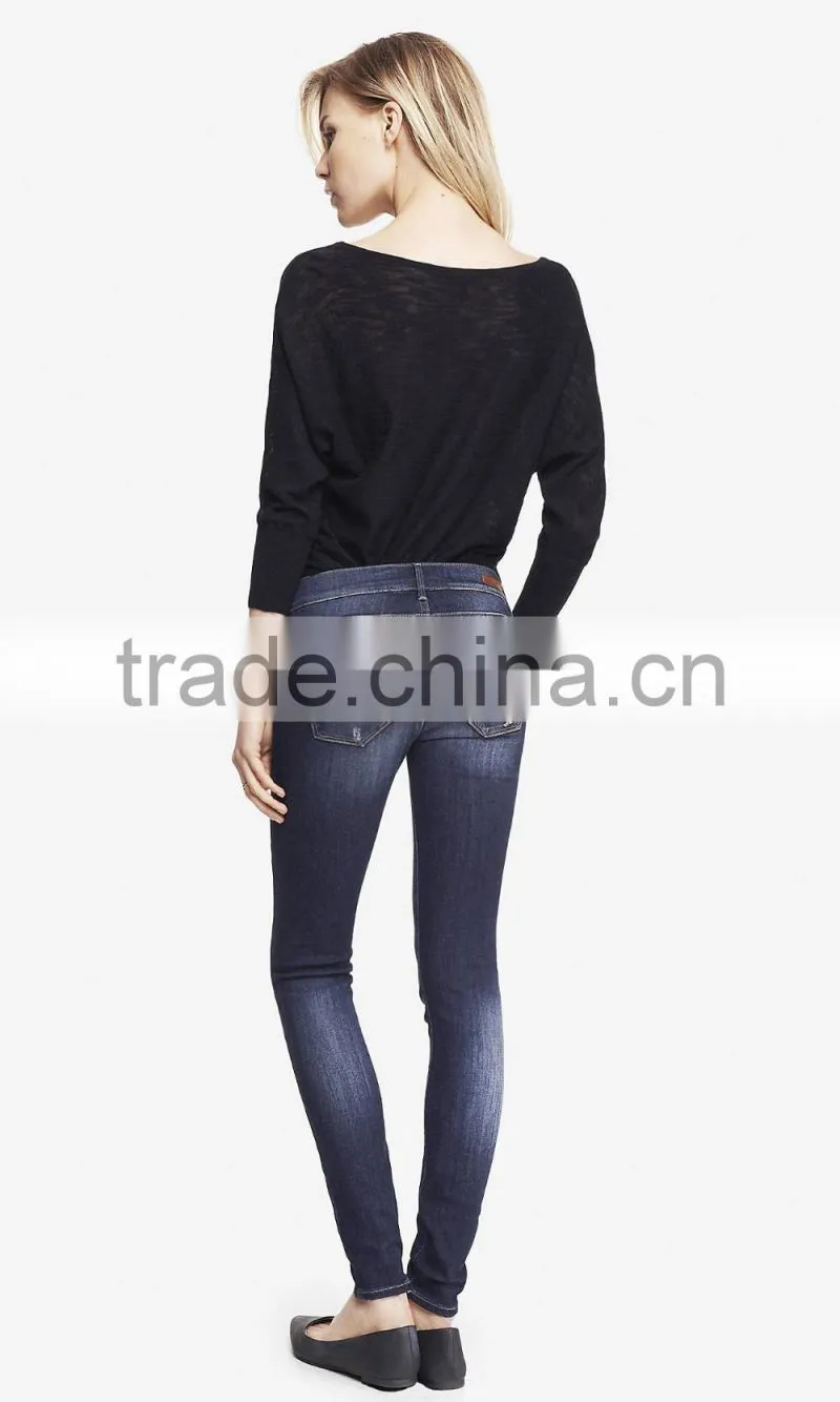 Wholesale ladies tight jeans top design