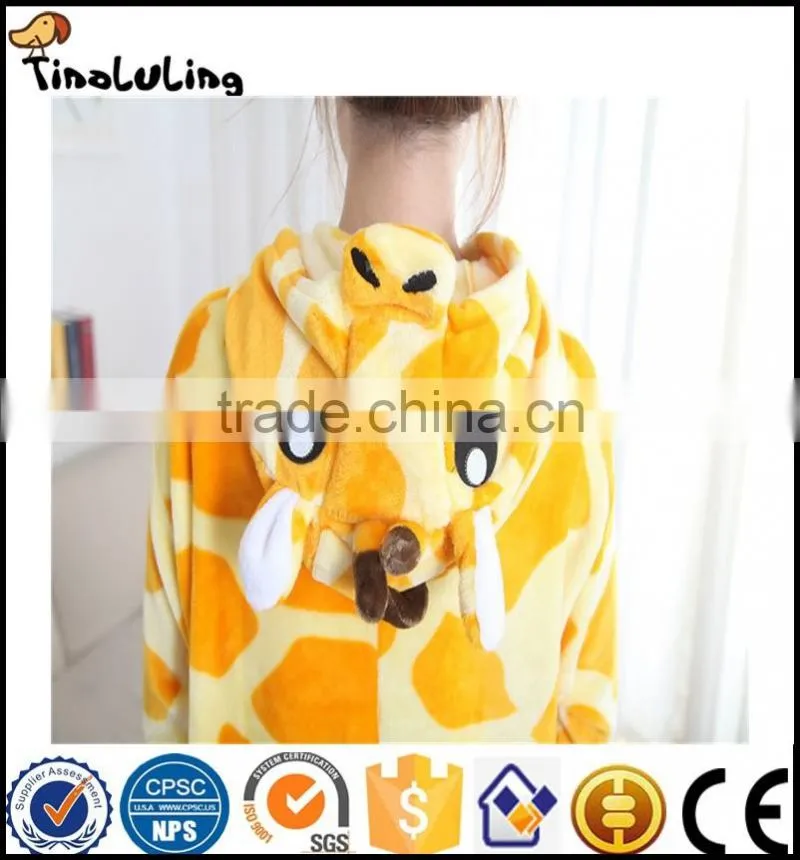 OEM Sexy Adult Funny Costume Giraffe One Piece Footie Flannel Pajamas For Winter