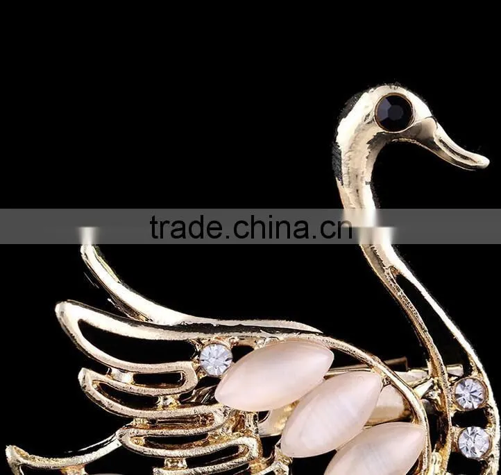 F20045N Elegant opal swan brooches fashion brooch pins