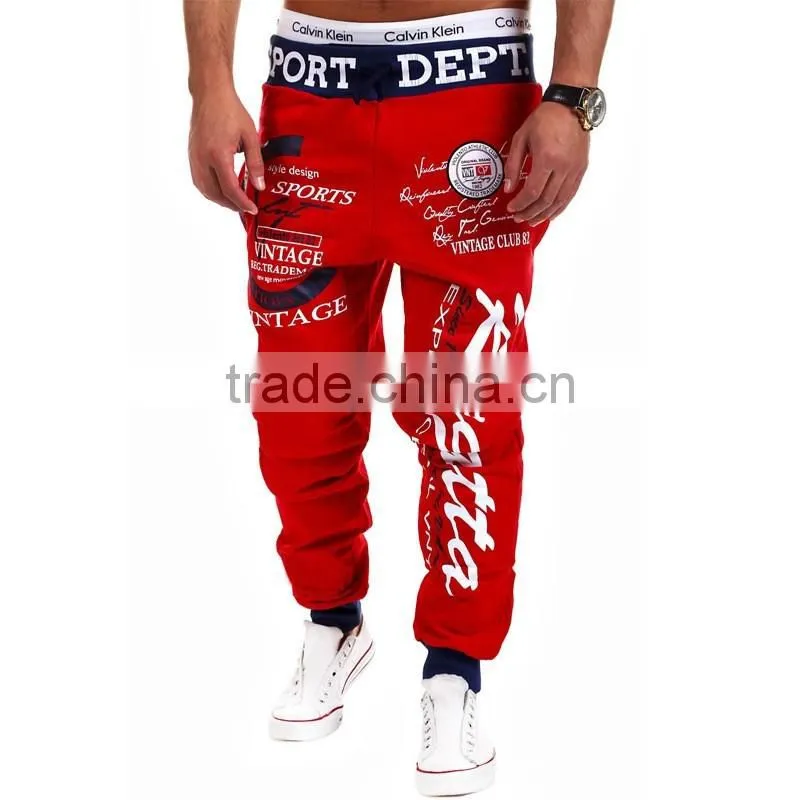 2016 men jogger pants customized Grey with drawstring latest design