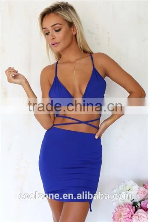 Women's Sexy Triangle Bra Backless Tops Bodycon Mini Skirt Suits Beach Dress
