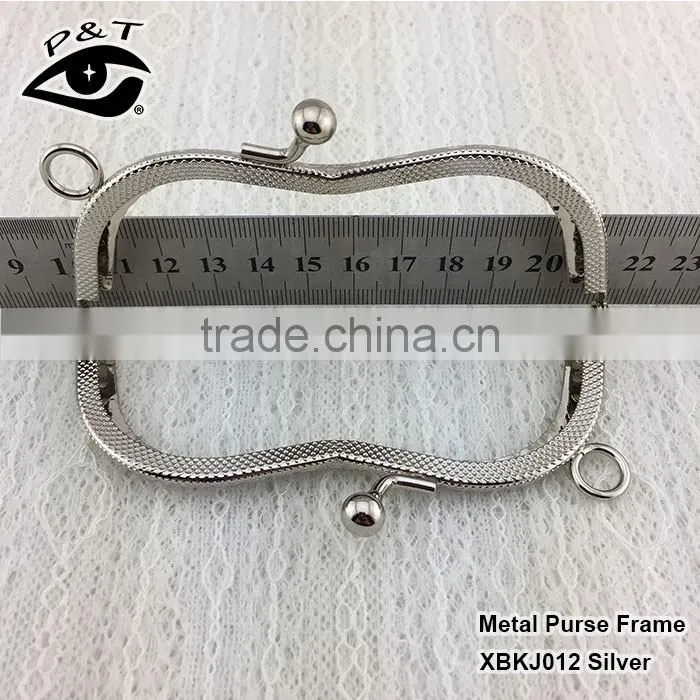 11CM embossed silver metal clutch frame with holes for purse bags